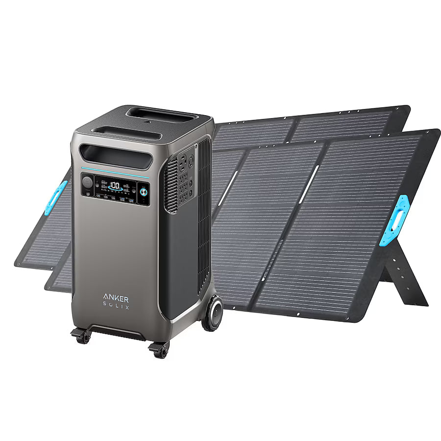 Anker SOLIX F3800 Portable Power Station 6000W 3840Wh with 2x 400W Solar Panels 120V/240V LiFePO4 Battery Backup