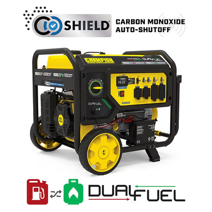 Champion Power Equipment CO Shield Electric Start Dual Fuel Portable Generator 10625 Starting Watts 8500 Running Watts Gas Propane