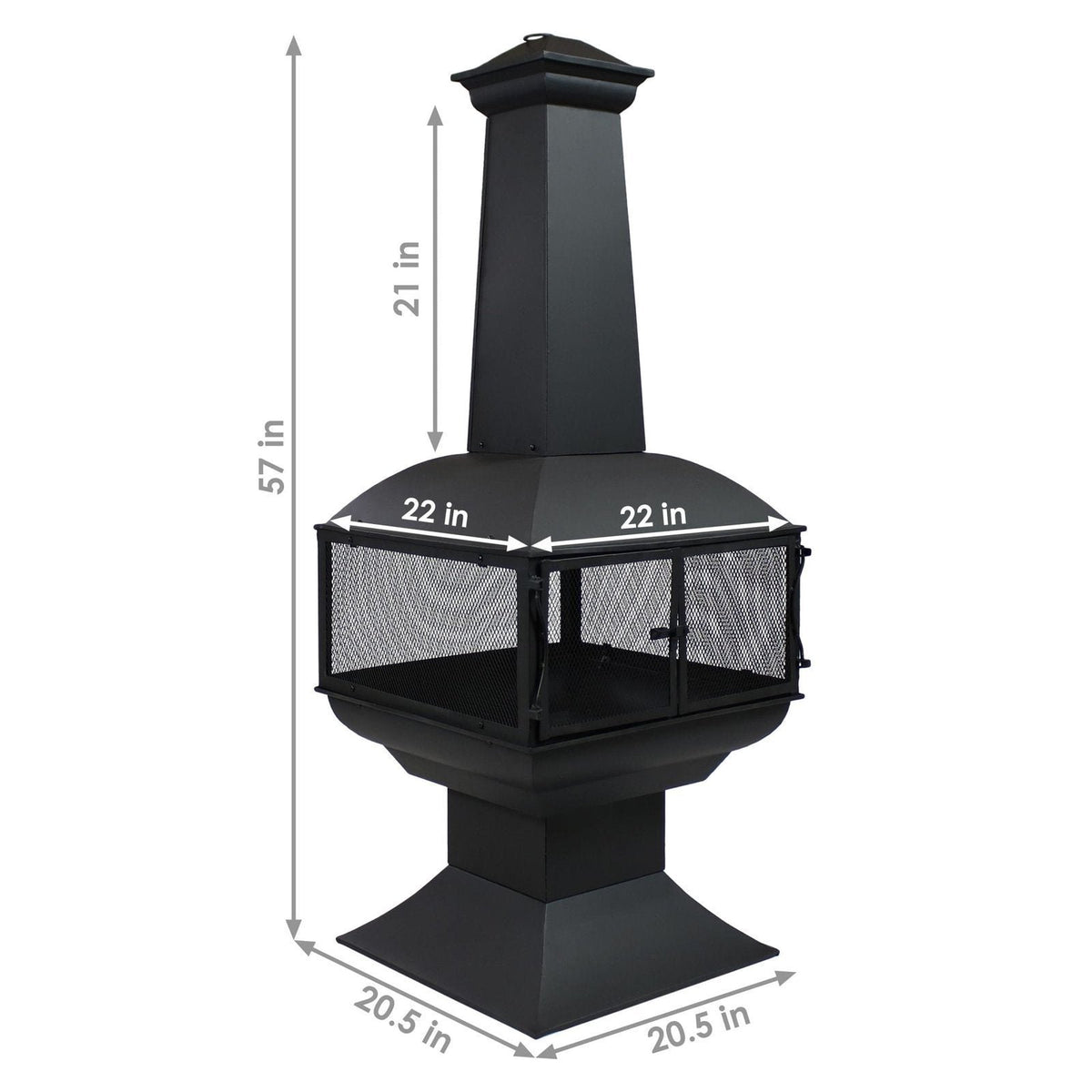 Sunnydaze 57″ 360-Degree View Steel Wood-Burning Chiminea with Grate, Poker, and Cover