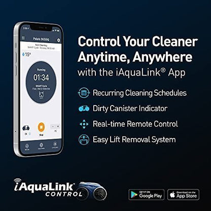 Polaris 9650iQ Sport Robotic Cleaner, Automatic Vacuum for InGround Pools up to 60ft, Smart App, WiFi, Amazon Alexa, 70ft Swivel Cable w/Strong Suction & Easy Access Filter Canister