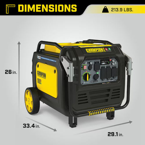 Champion Power Equipment CO Shield Electric Start Quiet Technology Dual Fuel Inverter Generator 8500 Starting Watts 7000 Running Watts Gas Propane Portable Generator