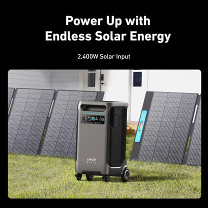 Anker SOLIX F3800 Portable Power Station 6000W 3840Wh with 2x 400W Solar Panels 120V/240V LiFePO4 Battery Backup