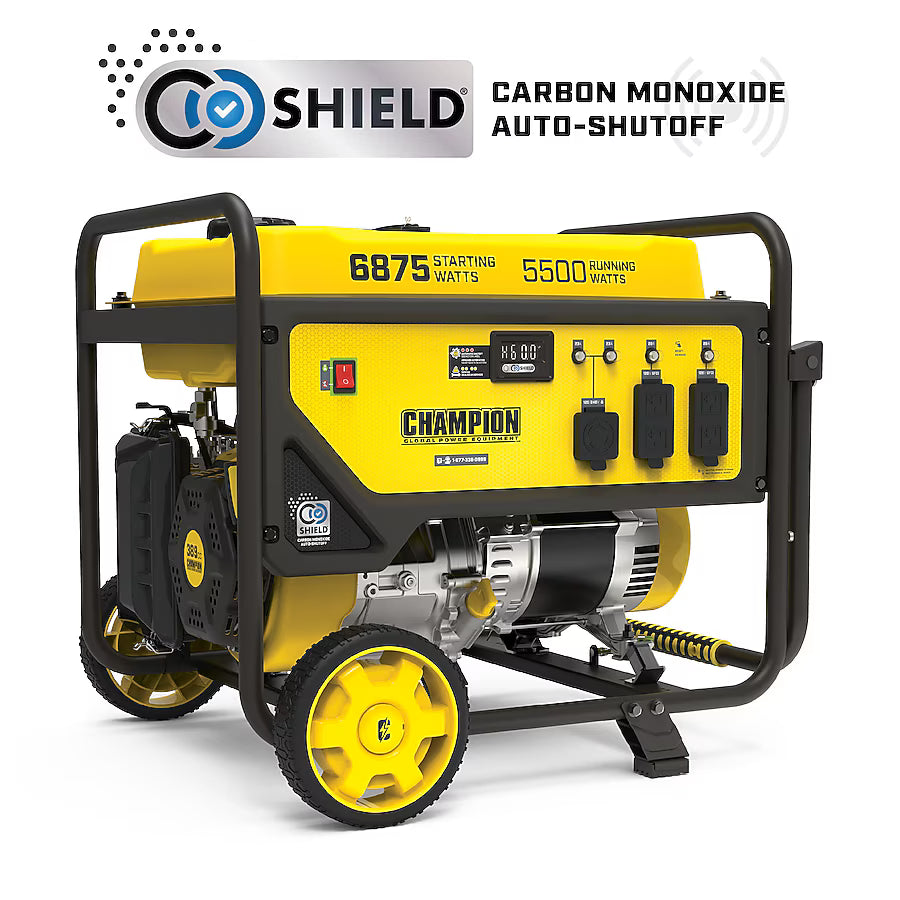 Champion Power Equipment CO Shield Portable Generator 6875 Starting Watts 5500 Running Watts Gasoline Portable Generator