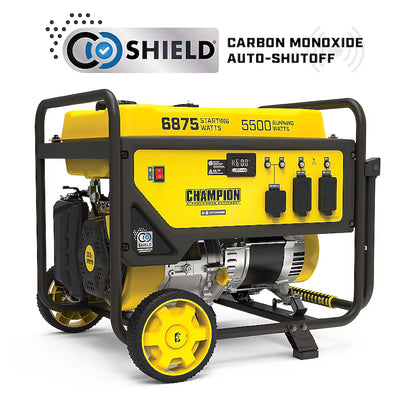 Champion Power Equipment CO Shield Portable Generator 6875 Starting Watts 5500 Running Watts Gasoline Portable Generator