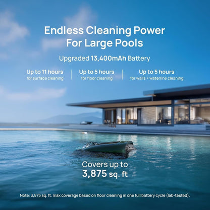 Beatbot AquaSense 2 Pro Robotic Pool Cleaner – 5-in-1 Cordless Skimmer & Clarifier, App-Controlled, Smart Parking, Up to 3,875 Sq. Ft. – Obsidian
