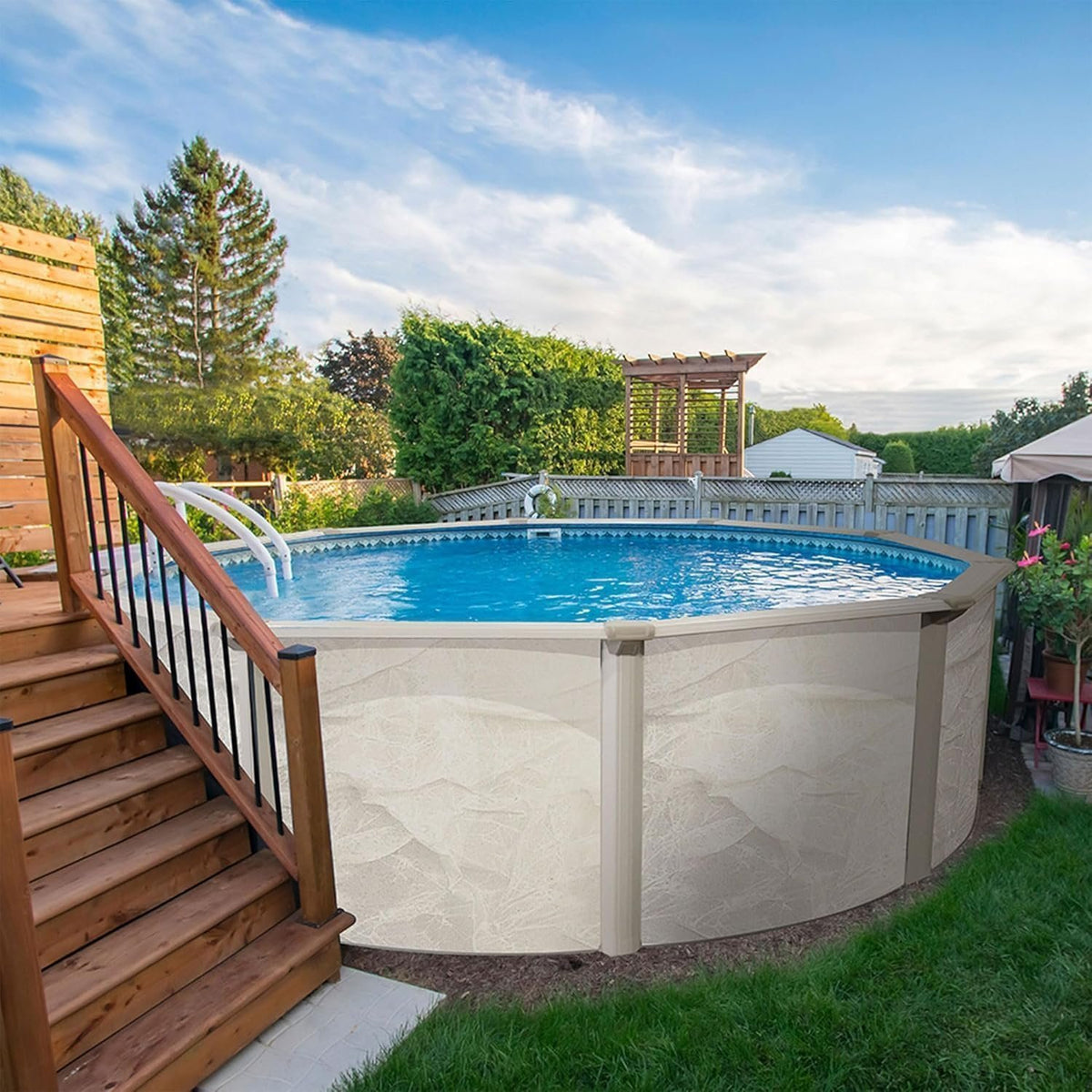 Aquarian 21ft x 52in Round Steel-Frame Above Ground Swimming Pool – Phoenix Series, DIY Outdoor Backyard Pool