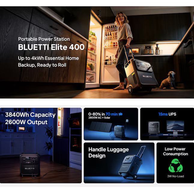 BLUETTI Elite Portable Power Station 2600W 3840Wh Solar Generator 3900W Peak Battery Backup UPS Portable Power Supply