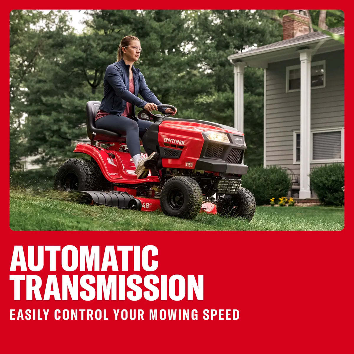 CRAFTSMAN T150 46 Inch Riding Lawn Mower 19 HP Briggs Stratton Automatic CVT 46 Inch Deck