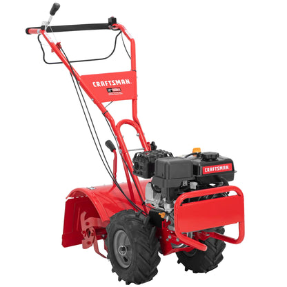 CRAFTSMAN 16 Inch Rear Tine Tiller 208cc Gas Garden Cultivator with Counter Rotating Steel Tines