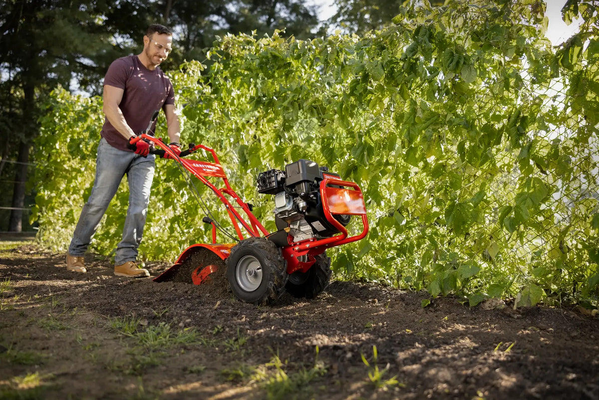 CRAFTSMAN 16 Inch Rear Tine Tiller 208cc Gas Garden Cultivator with Counter Rotating Steel Tines