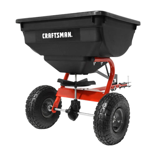 CRAFTSMAN 85 lb Tow Behind Broadcast Spreader Universal Lawn Tractor Fertilizer Seed Spreader
