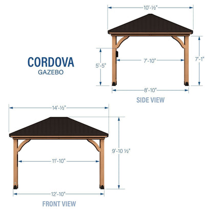 Cordova 14×10 Outdoor Gazebo with Steel Frame and Weather-Resistant Canopy