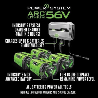 EGO Power ZT4204L 42-Inch 56-Volt Lithium-ion Cordless Z6 Zero Turn Riding Mower with (4) 10.0Ah Batteries and Charger Included