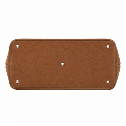 Zalvia Women’s Cognac Belted Suede-Look Handbag